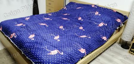 Pöttyös kék flamingós 200*230 cm sherpa pléd